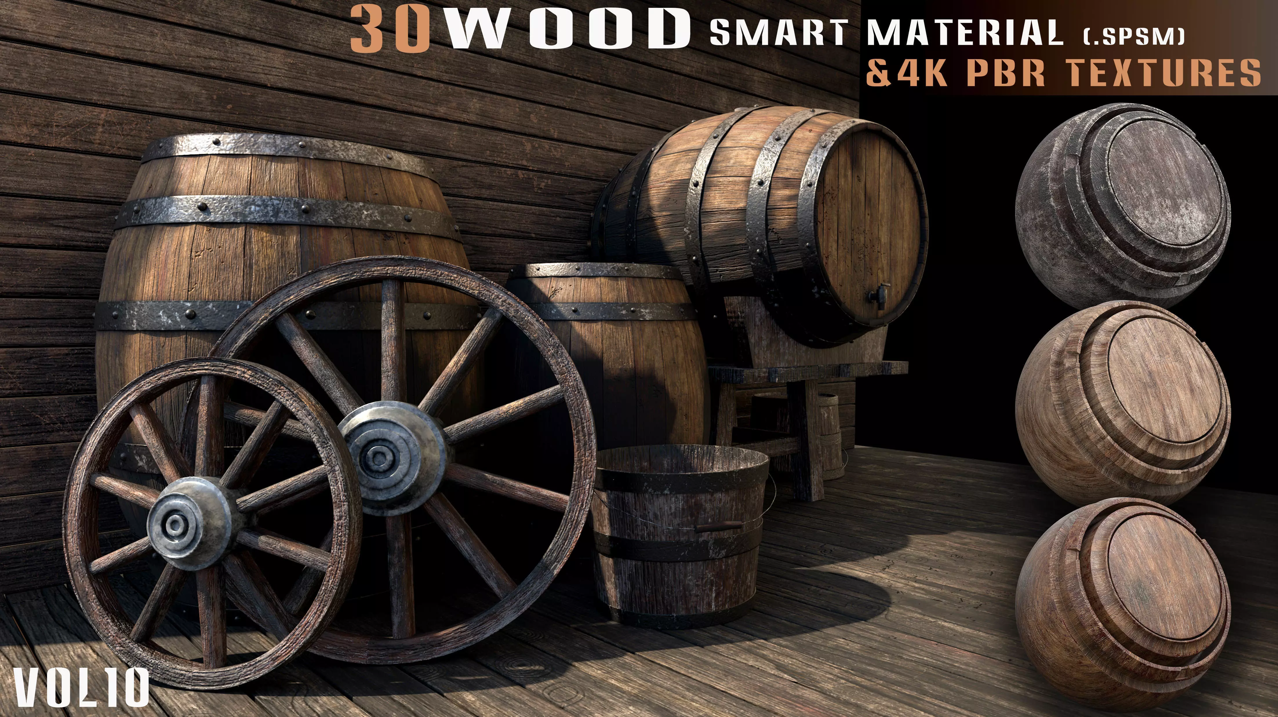 30 wood smart material and 4k PBR textures - Vol 10 Texture_0