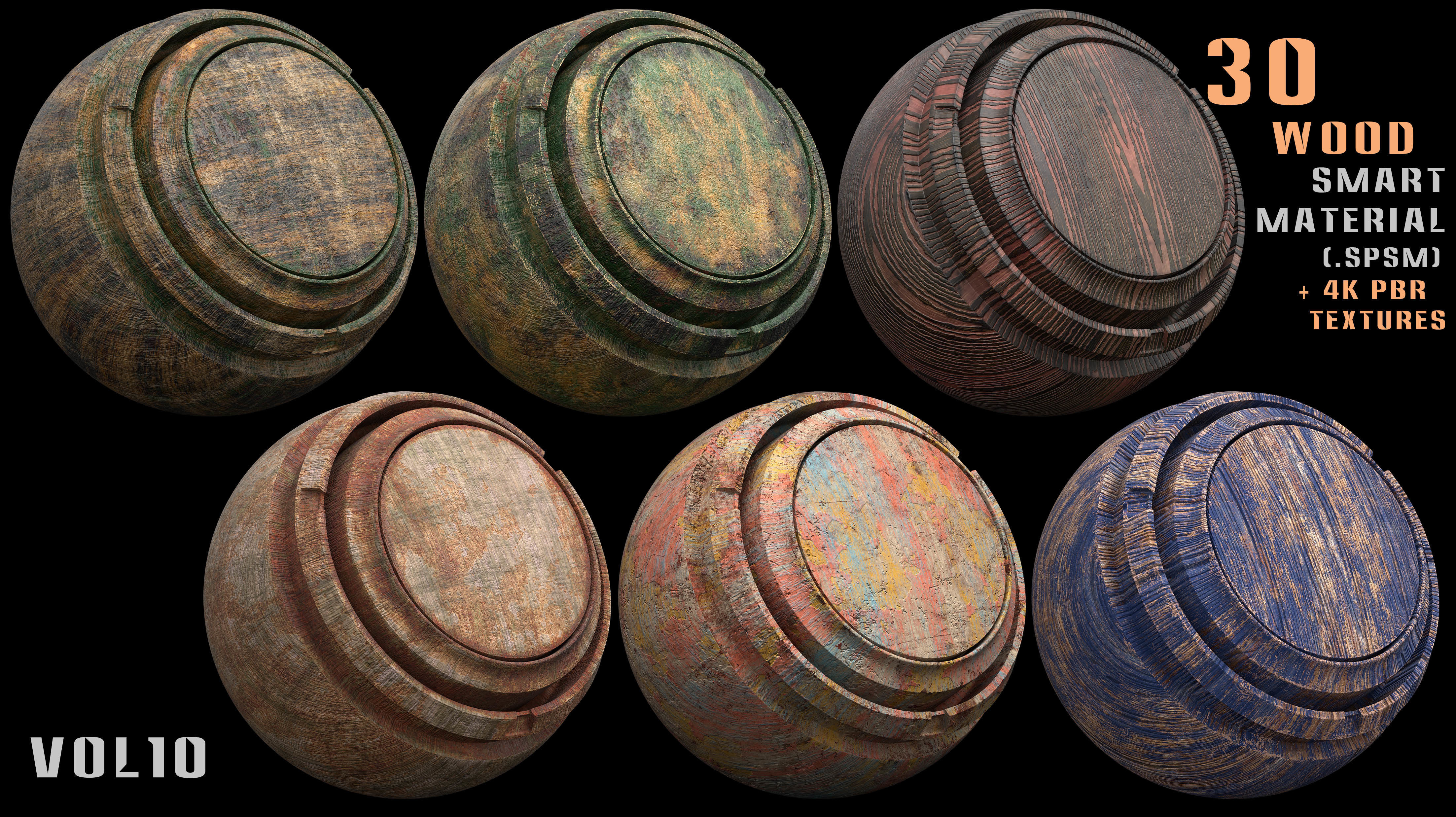 30 wood smart material and 4k PBR textures - Vol 10 Texture_9