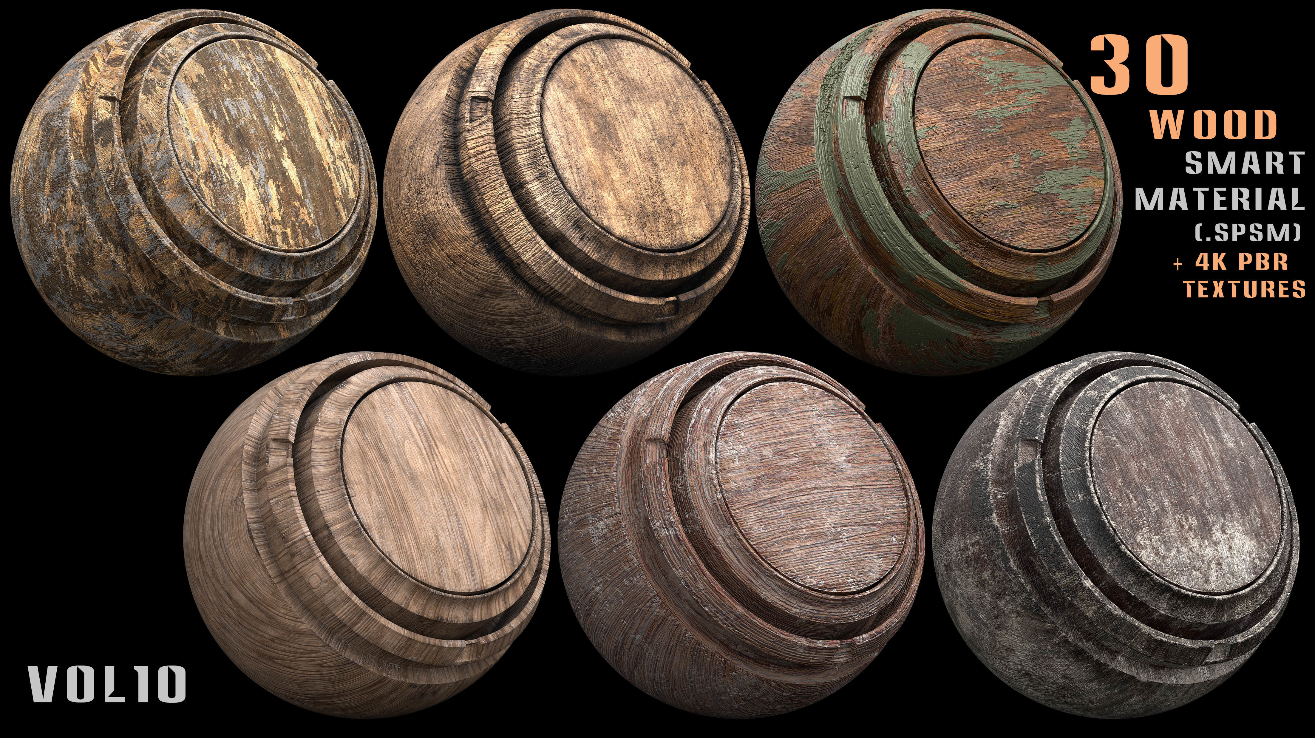 30 wood smart material and 4k PBR textures - Vol 10 Texture_7
