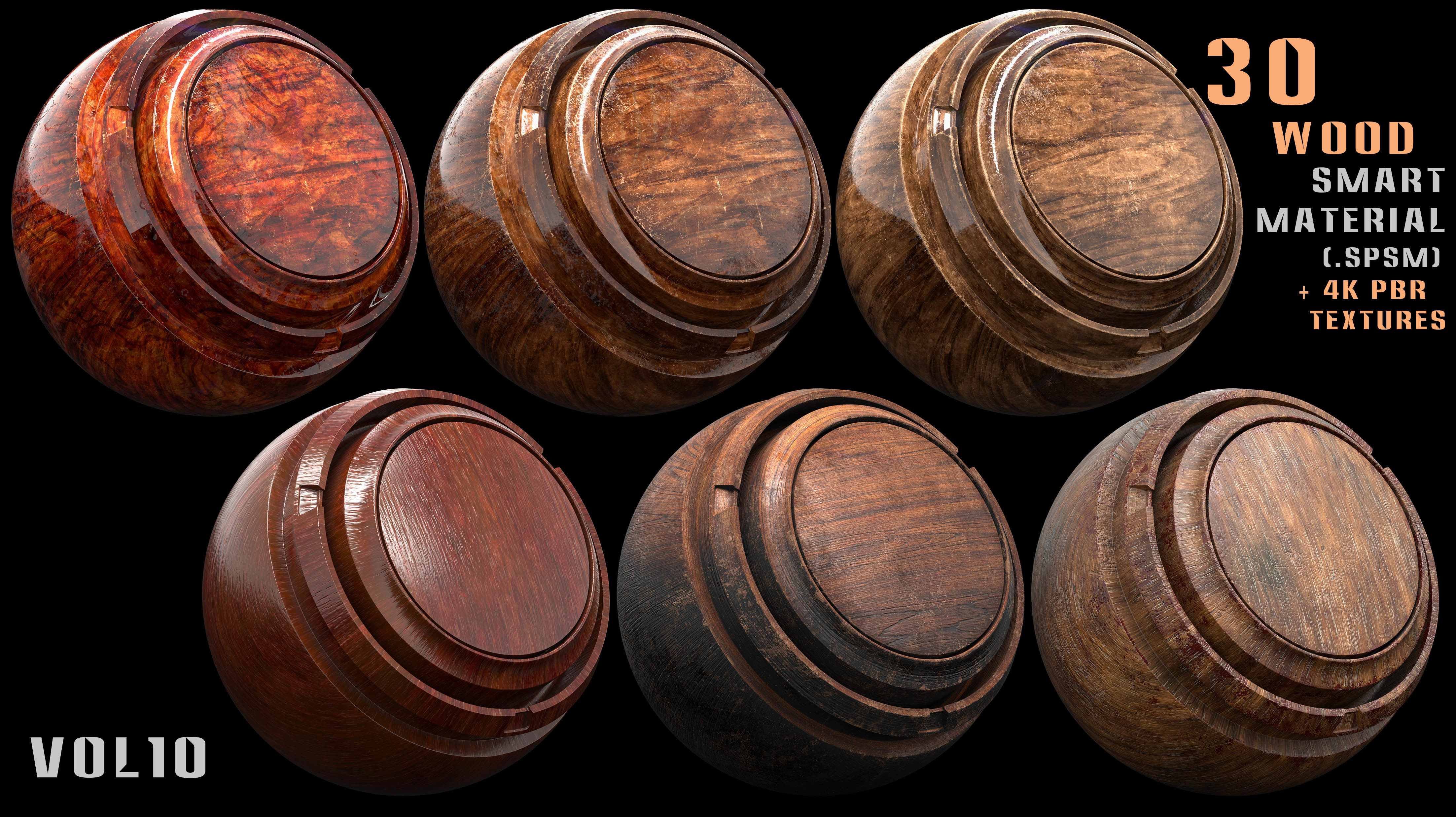 30 wood smart material and 4k PBR textures - Vol 10 Texture_8