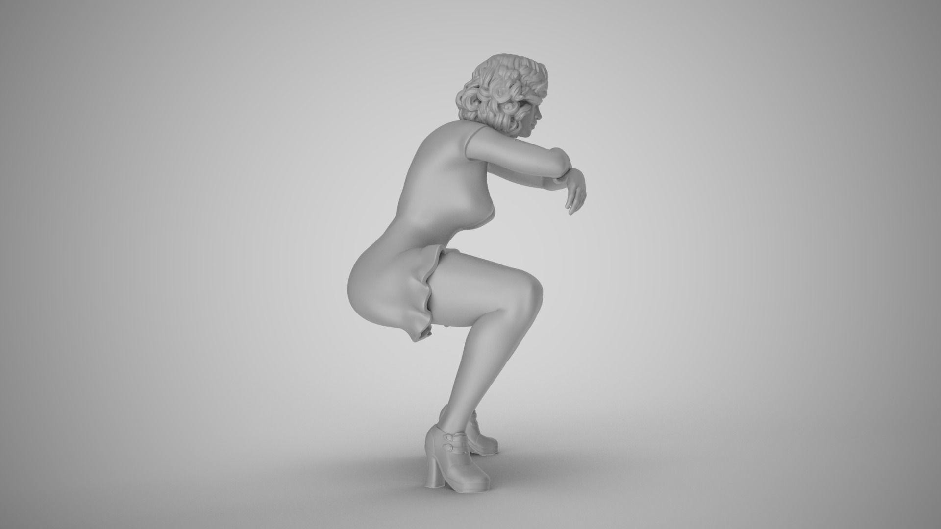 Woman Sitting with Arms Folded 3D print model_3