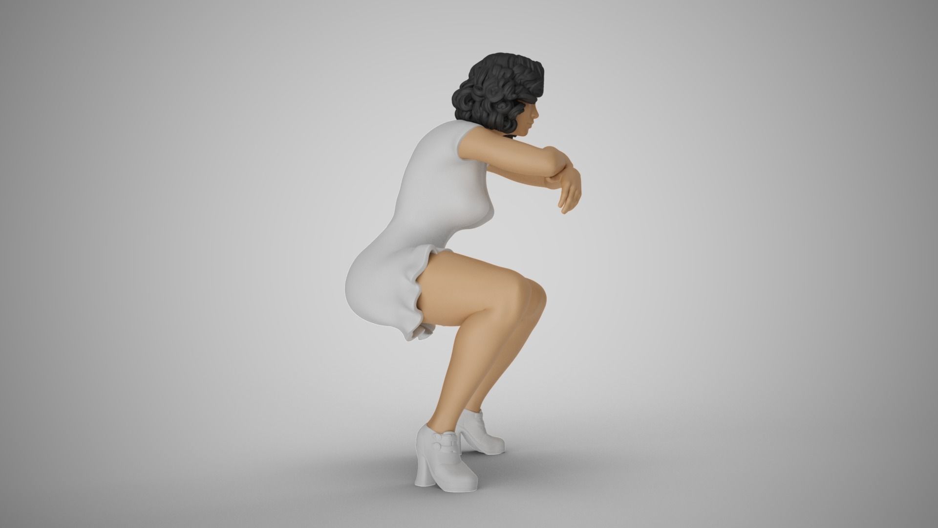 Woman Sitting with Arms Folded 3D print model_4