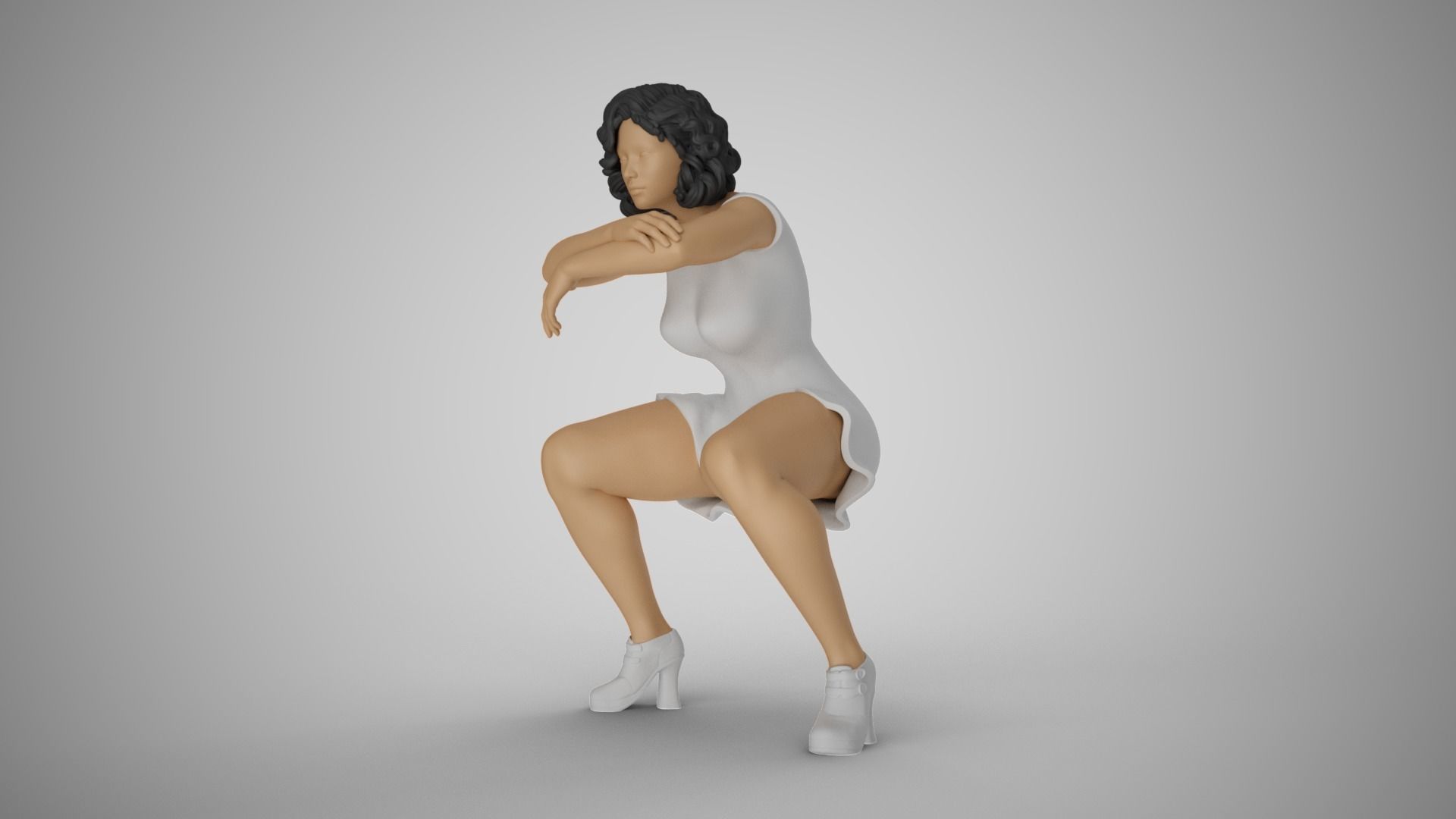 Woman Sitting with Arms Folded 3D print model_9