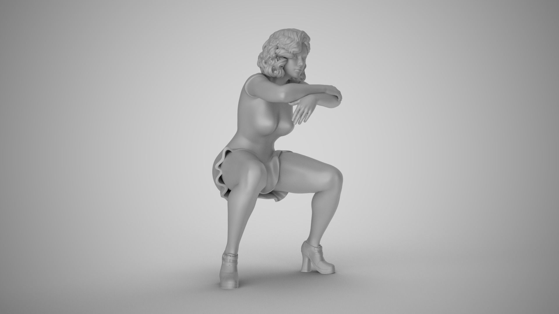 Woman Sitting with Arms Folded 3D print model_2