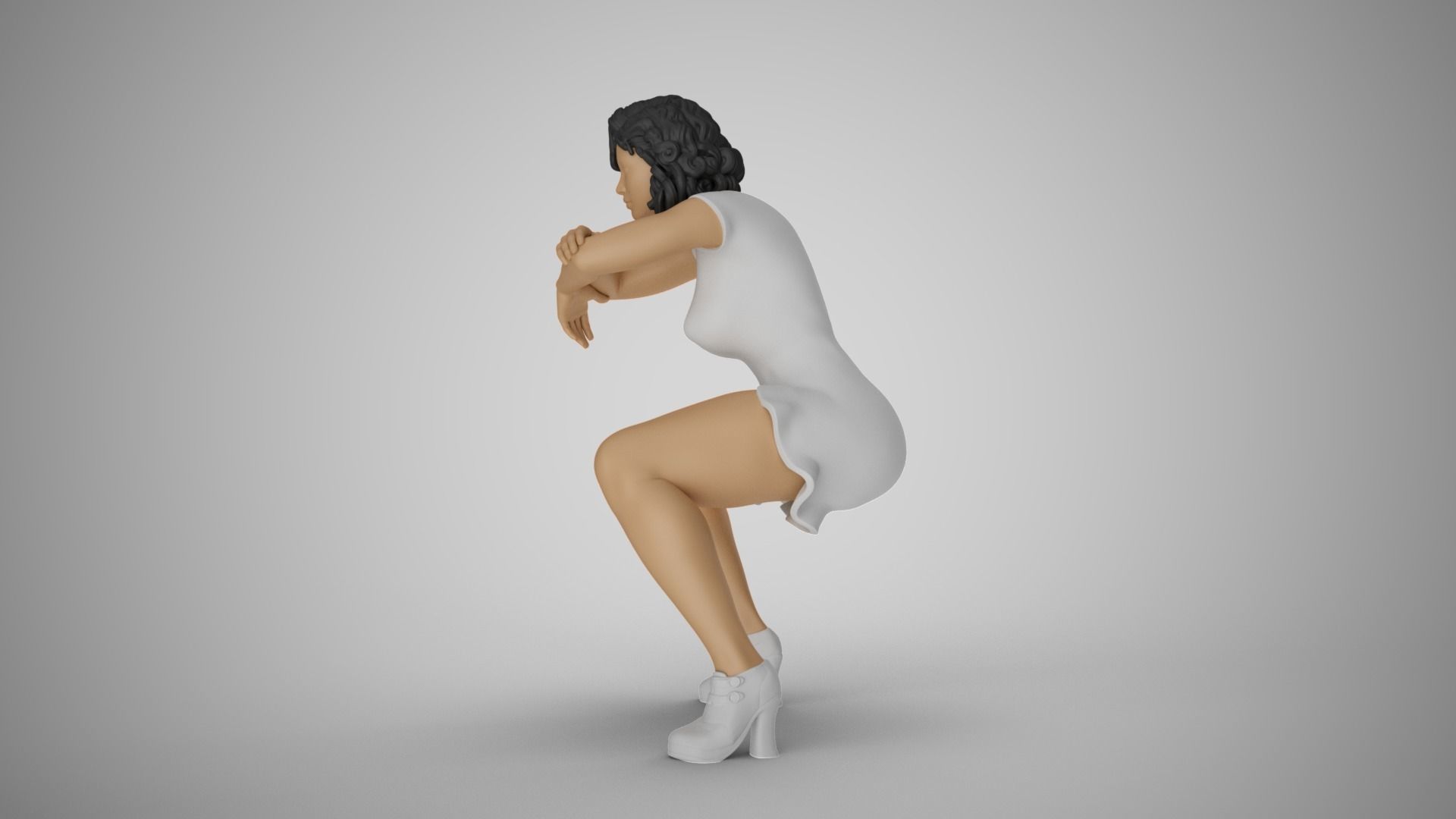 Woman Sitting with Arms Folded 3D print model_8