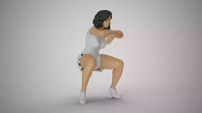 Woman Sitting with Arms Folded 3D print model
