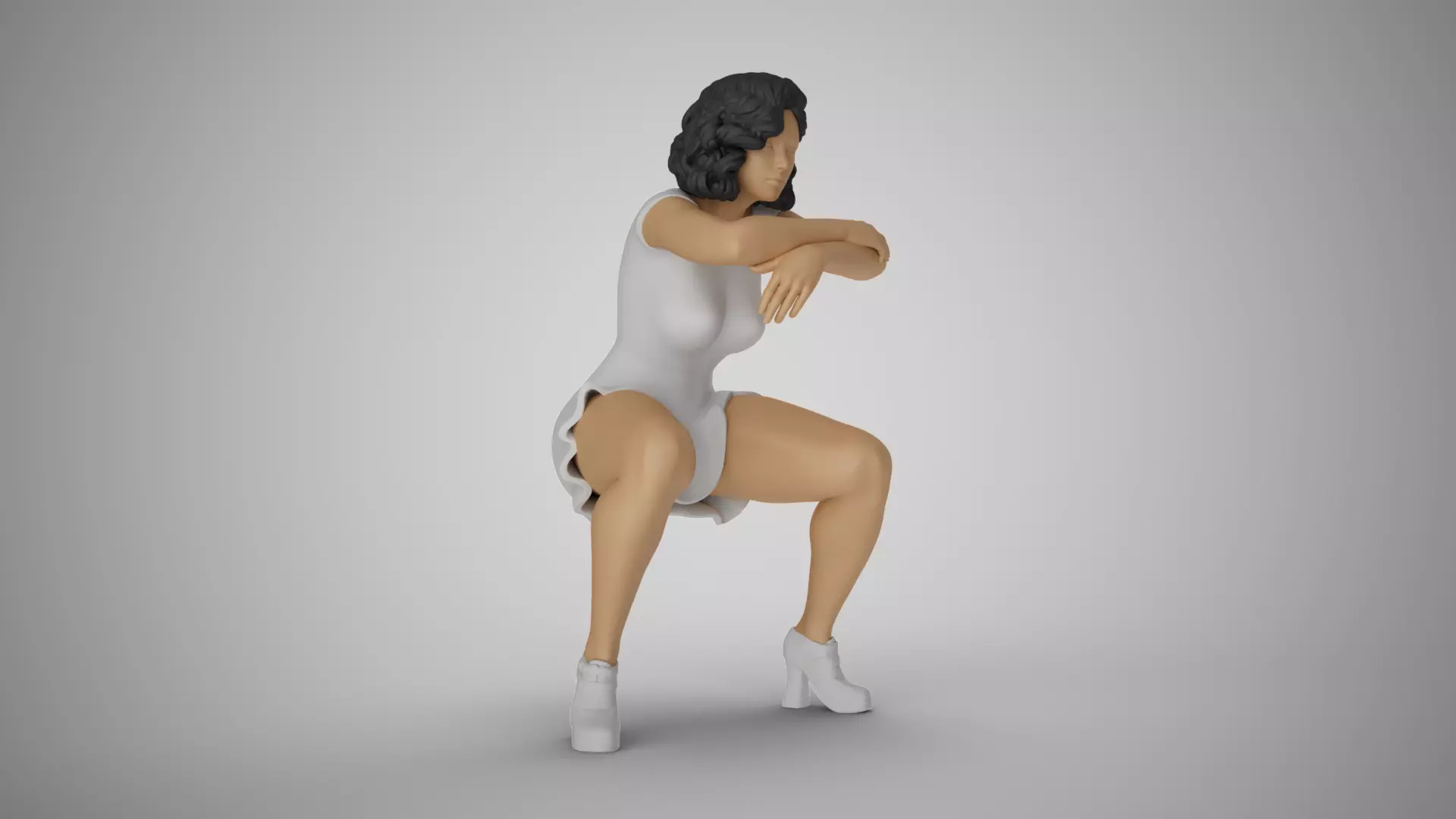 Woman Sitting with Arms Folded 3D print model_0