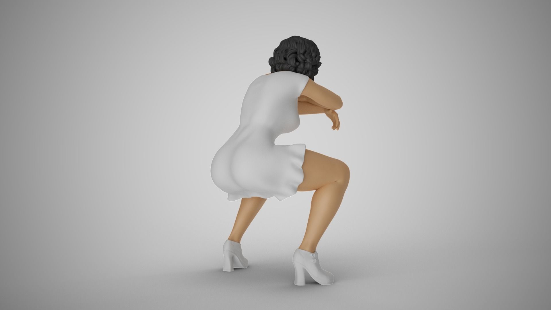 Woman Sitting with Arms Folded 3D print model_5