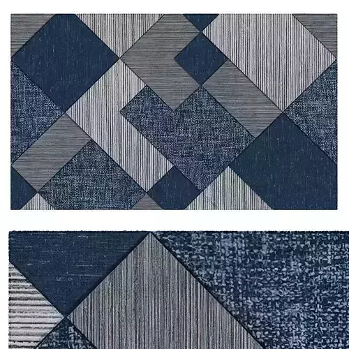Blue Geometric Patchwork Geometric Wallpaper  3D model