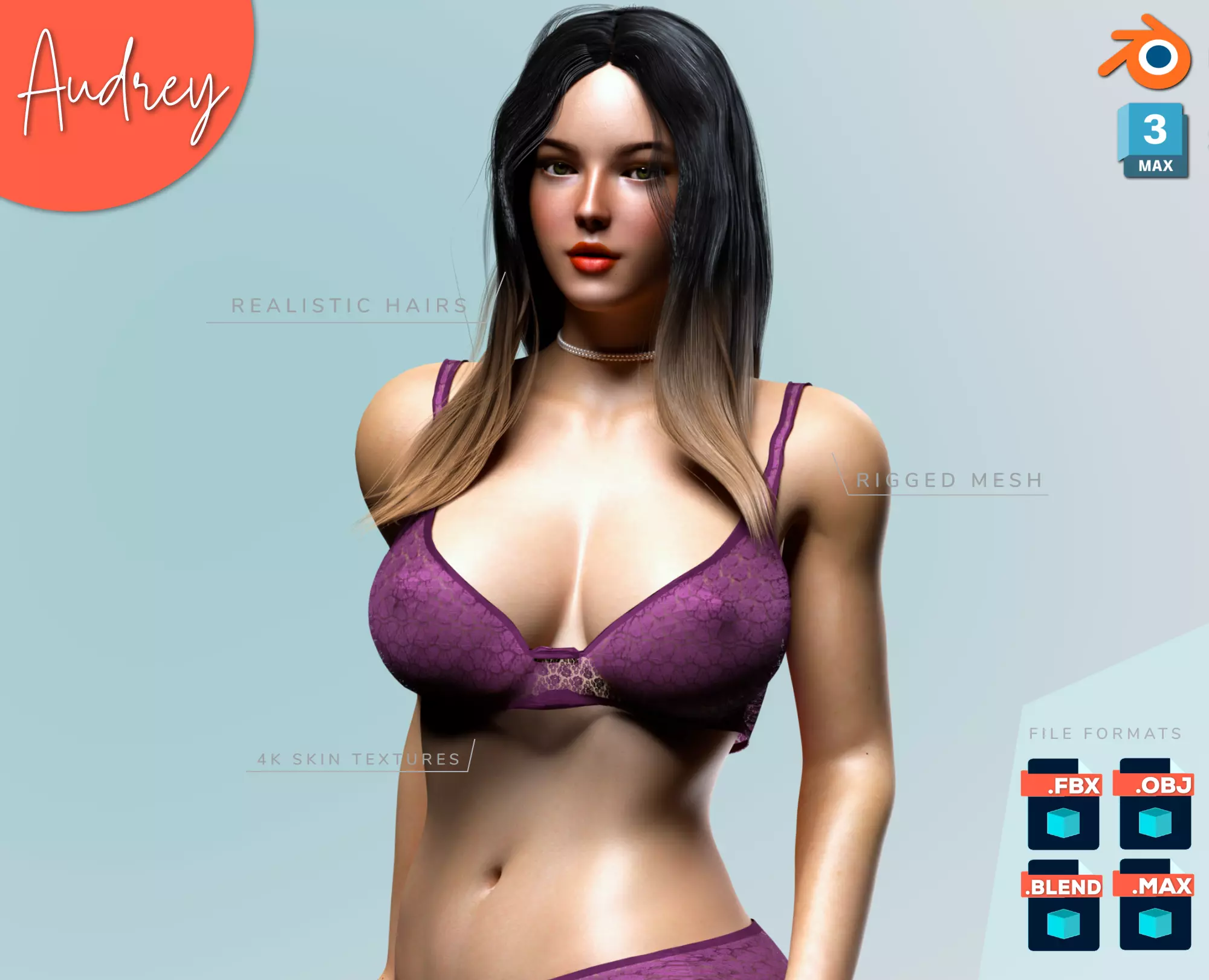 Beautiful Woman Realistic Detailed - Sera Low-poly 3D model_0