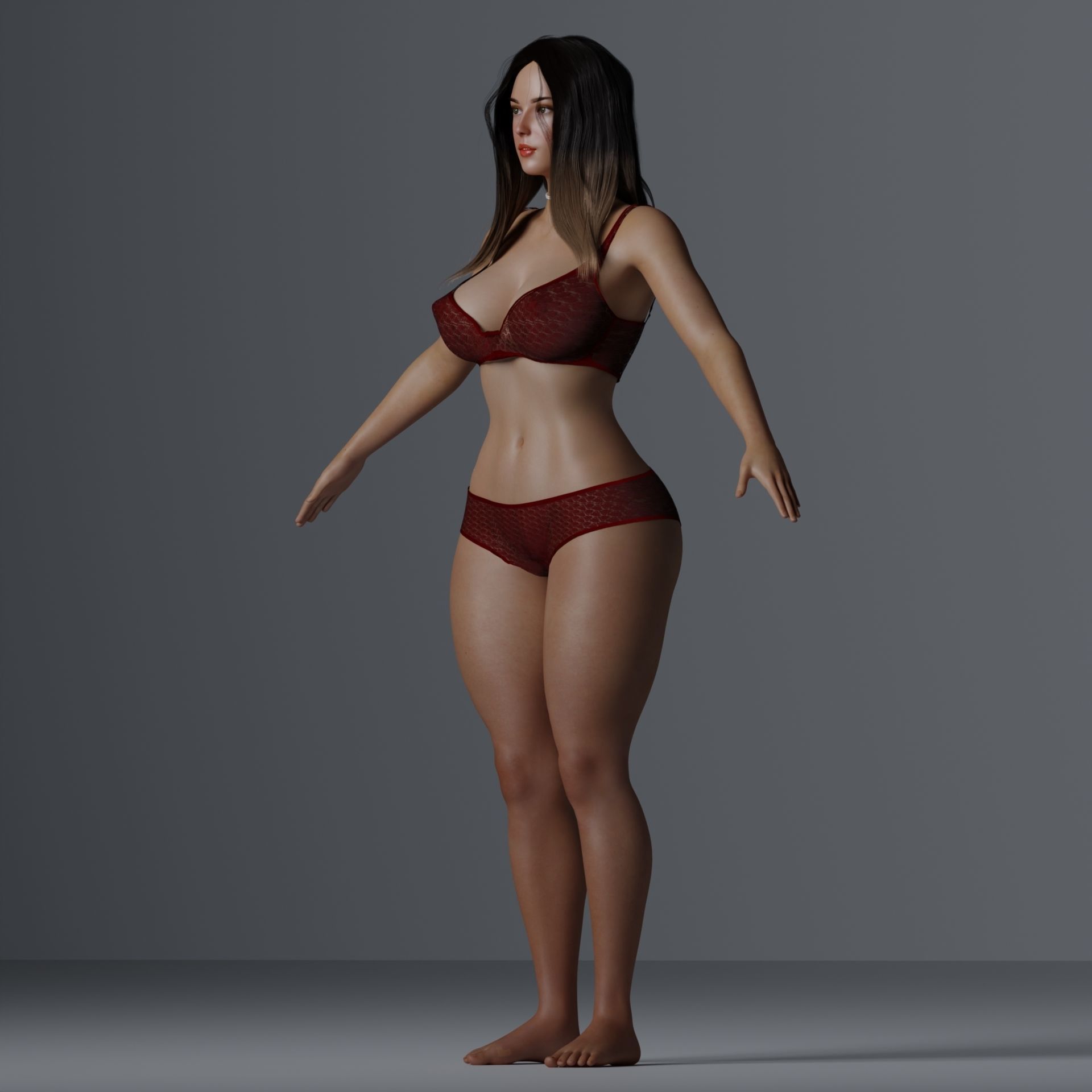 Beautiful Woman Realistic Detailed - Sera Low-poly 3D model_9