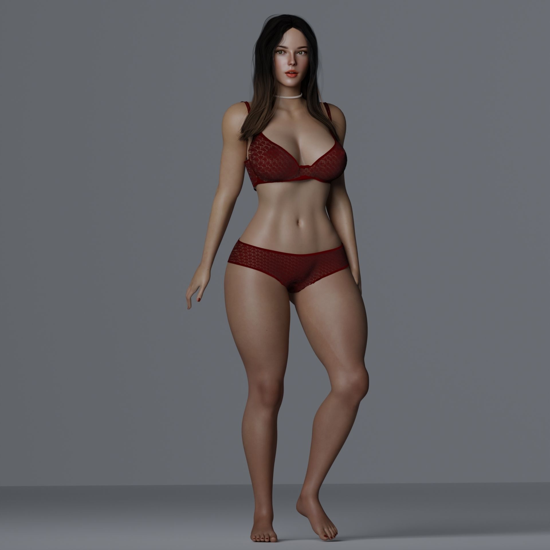 Beautiful Woman Realistic Detailed - Sera Low-poly 3D model_1