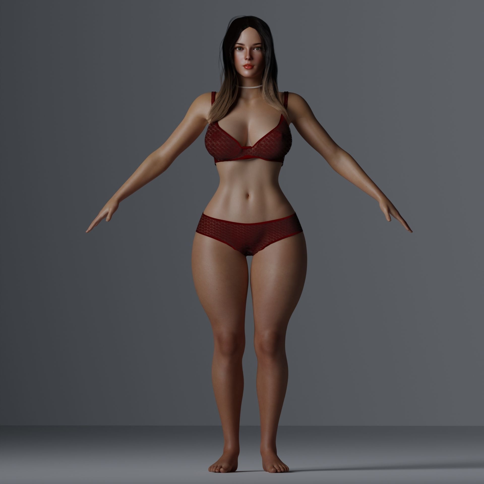 Beautiful Woman Realistic Detailed - Sera Low-poly 3D model_5