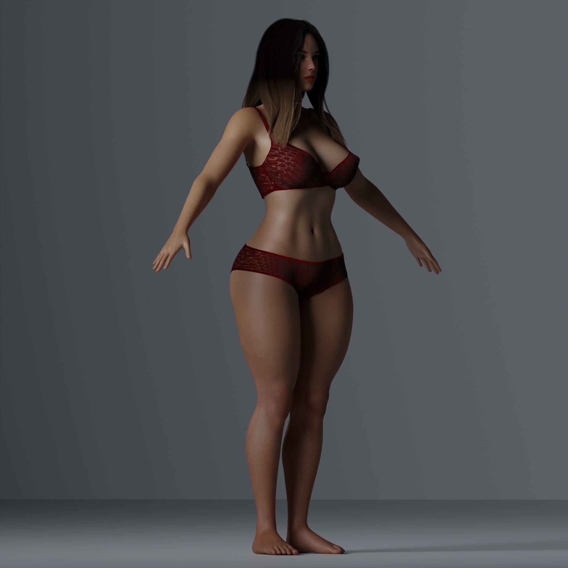 Beautiful Woman Realistic Detailed - Sera Low-poly 3D model_6