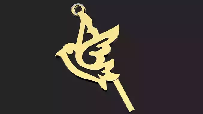 Gold swallow pendant 3D print model