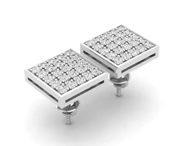 AV 493 Diamond Square Men Hip Hop Iced Stud Earrings