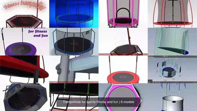 Trampolines for sports fitness and fun 3D Model Collection