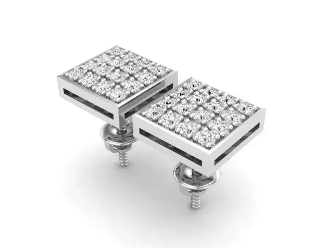 AV 494 Diamond Square Men Hip Hop Iced Stud Earrings
