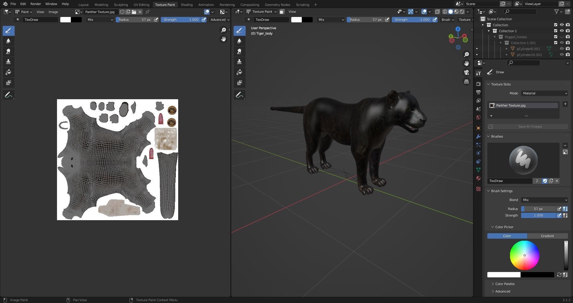Black Panther Rigged and Animation in Blender Unity Low-poly 3D model_19