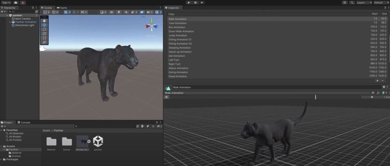 Black Panther Rigged and Animation in Blender Unity Low-poly 3D model_20