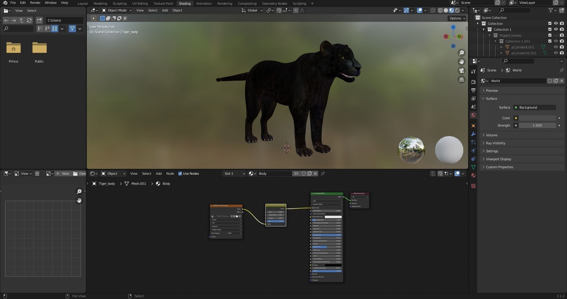 Black Panther Rigged and Animation in Blender Unity Low-poly 3D model_18