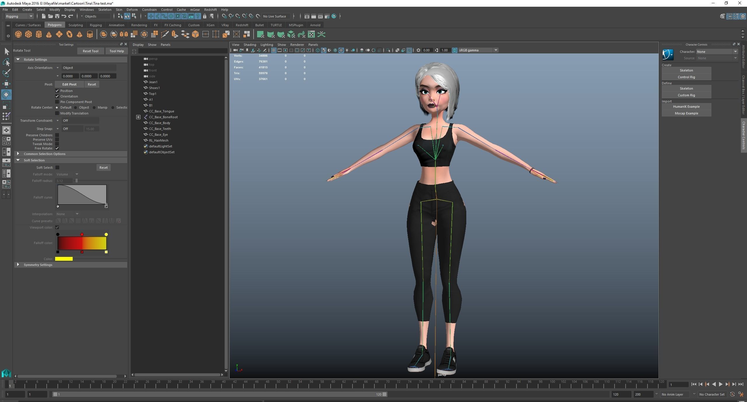 Game Cartoon Girl Tina Character rigged Low-poly 3D model_11