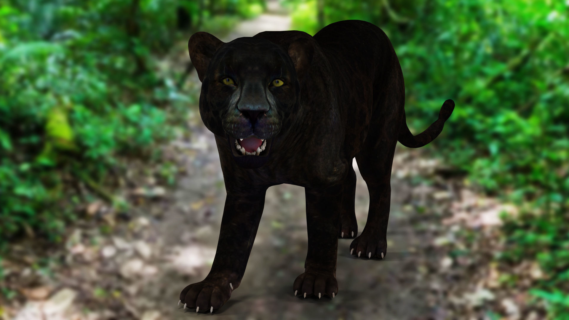 Black Panther Rigged in Blender Low-poly 3D model_6