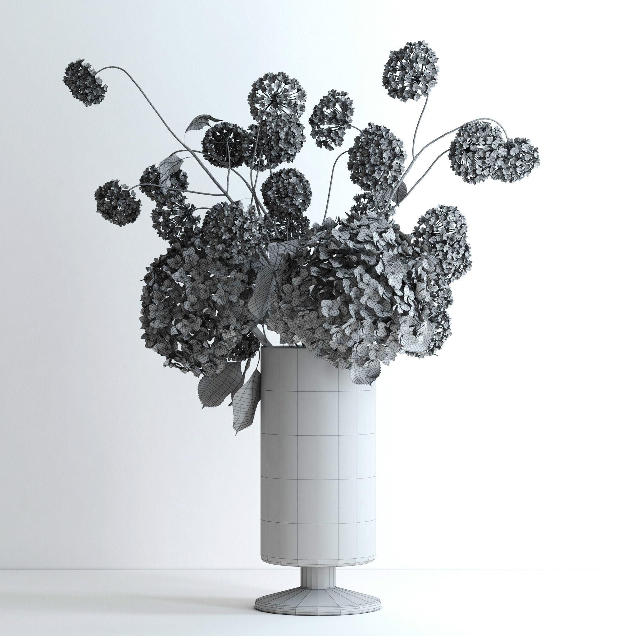 Hydrangeas and Viburnum  3D model_5