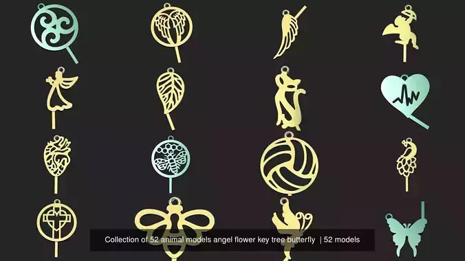 Collection of 52 animal models angel flower key tree butterfly  