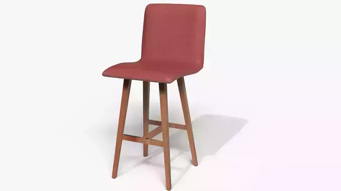 Bar Stool Red Denim Low-poly 3D model