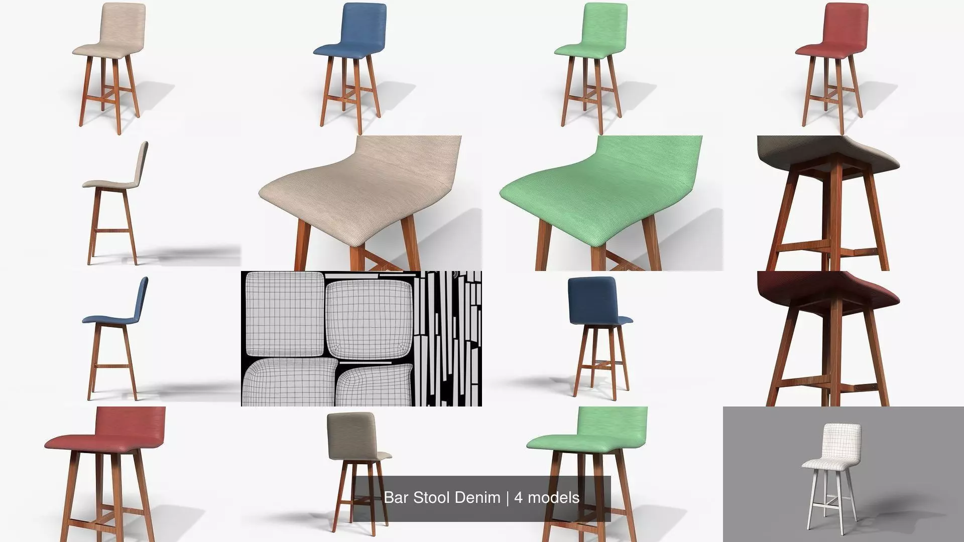 Bar Stool Denim 3D Model Collection_0