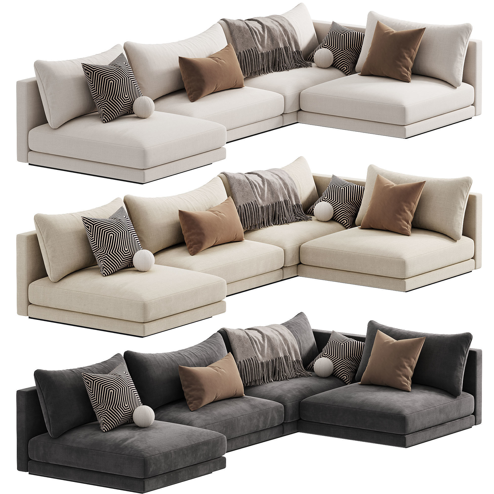 Blanche Katarina Corner Couch Sofa 3D model_3