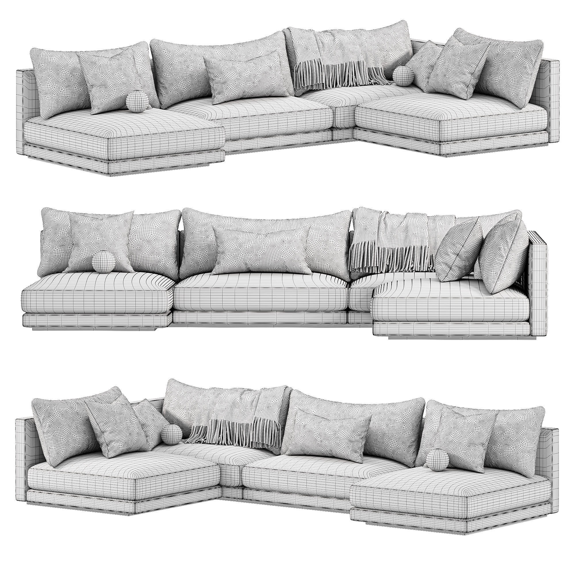 Blanche Katarina Corner Couch Sofa 3D model_2