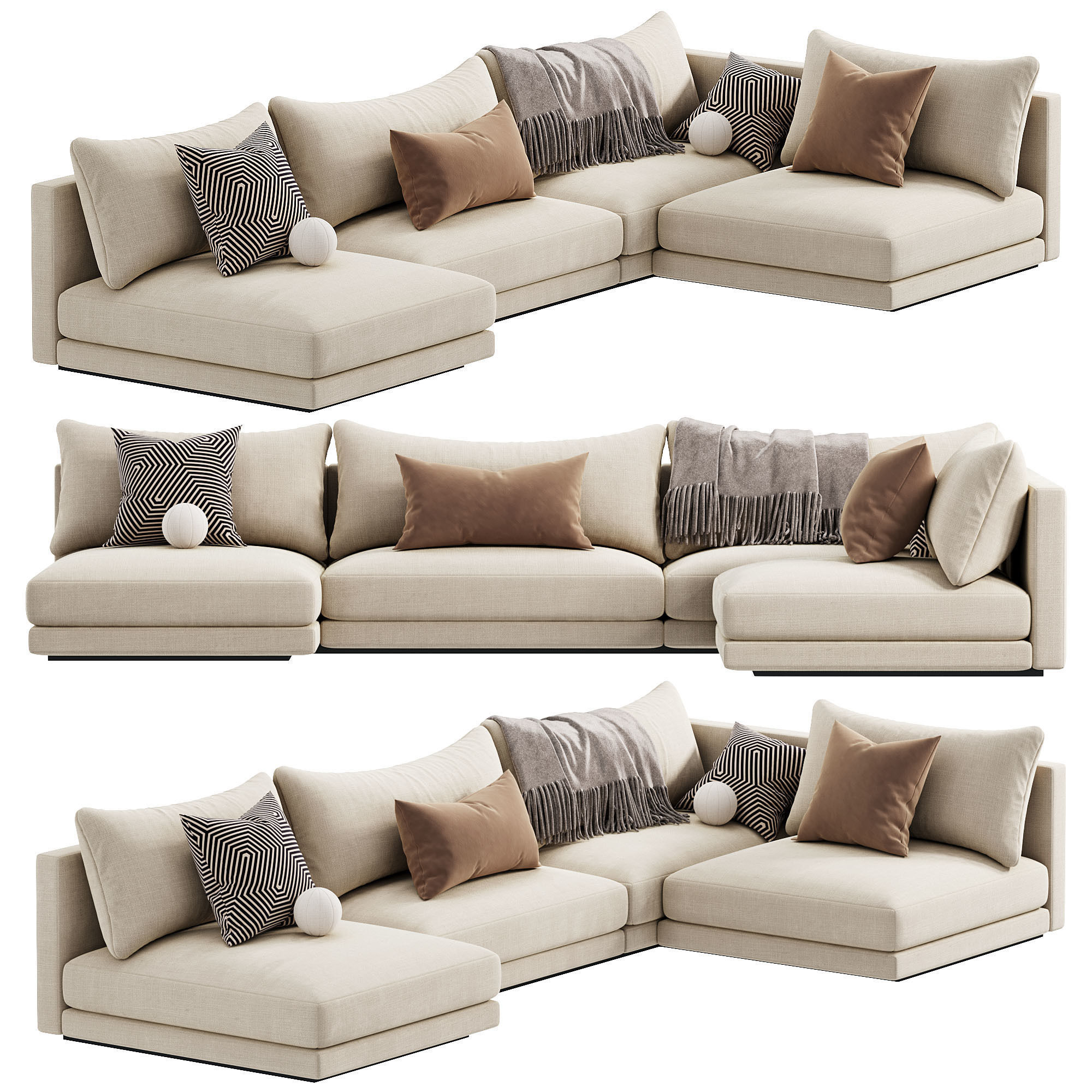 Blanche Katarina Corner Couch Sofa 3D model_1