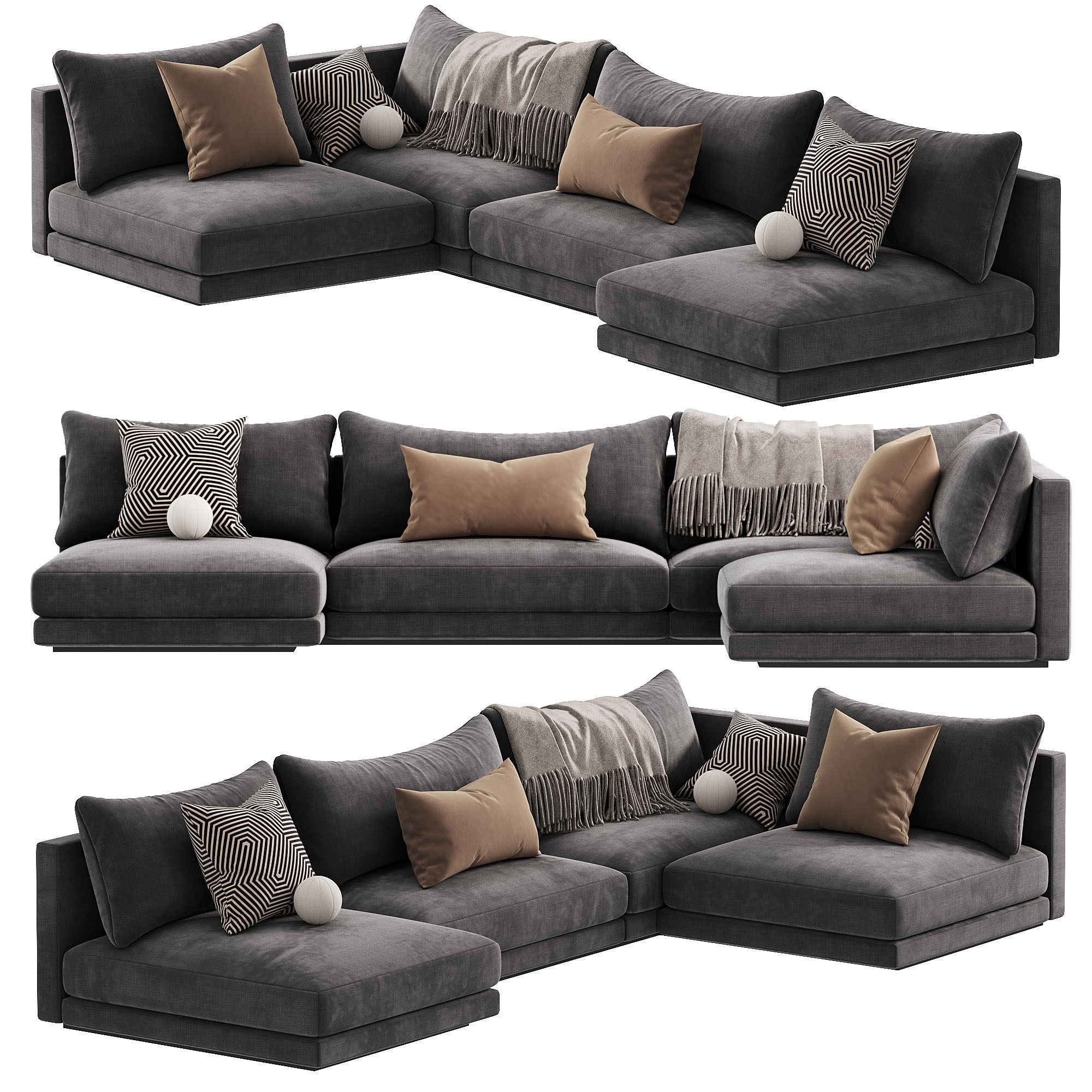 Blanche Katarina Corner Couch Sofa 3D model_4