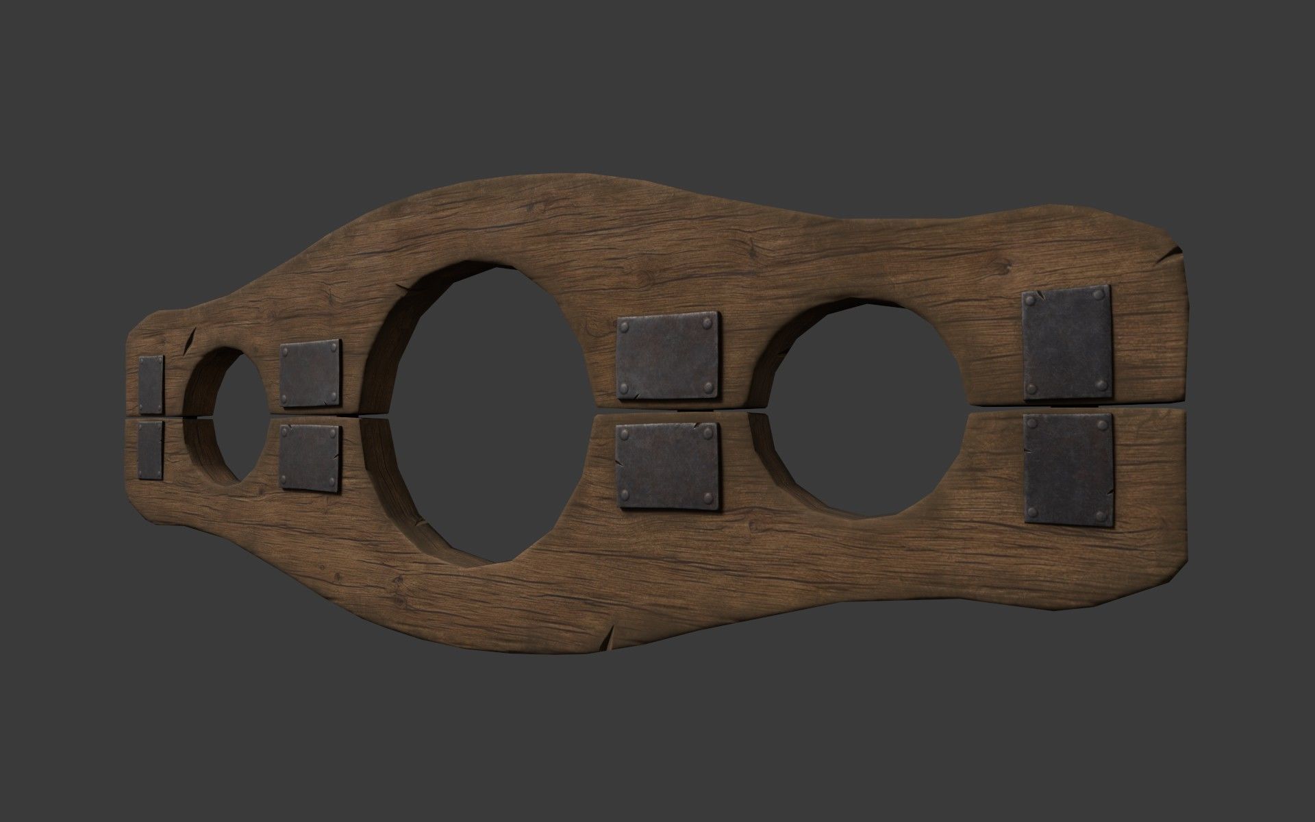 Wooden Stocks Low-poly 3D model_8