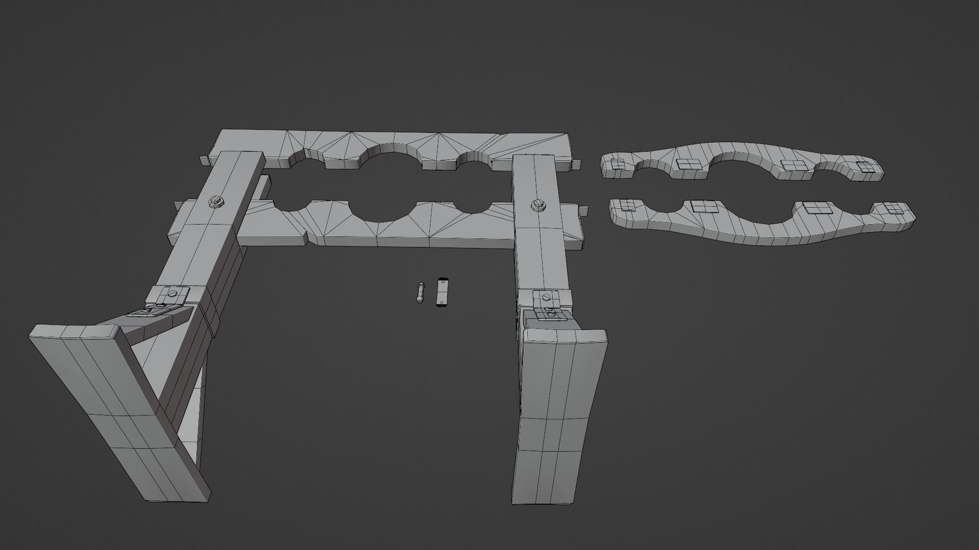 Wooden Stocks Low-poly 3D model_12