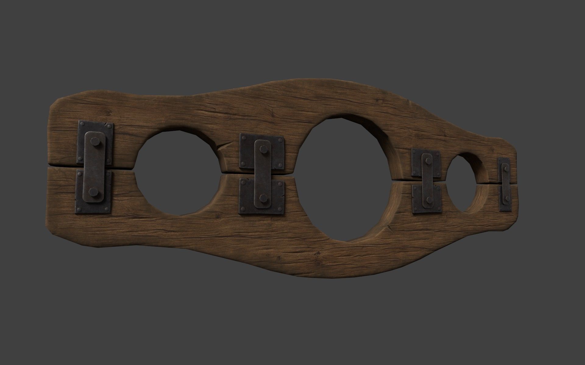 Wooden Stocks Low-poly 3D model_5
