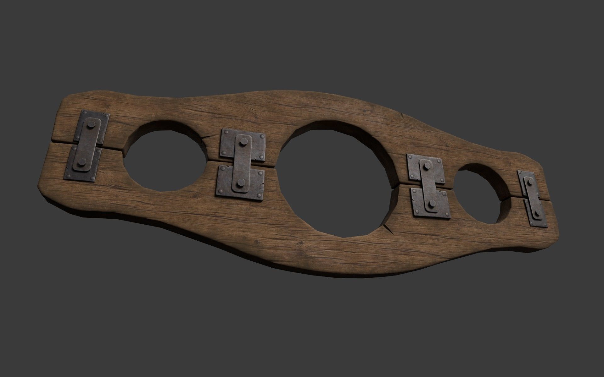 Wooden Stocks Low-poly 3D model_9