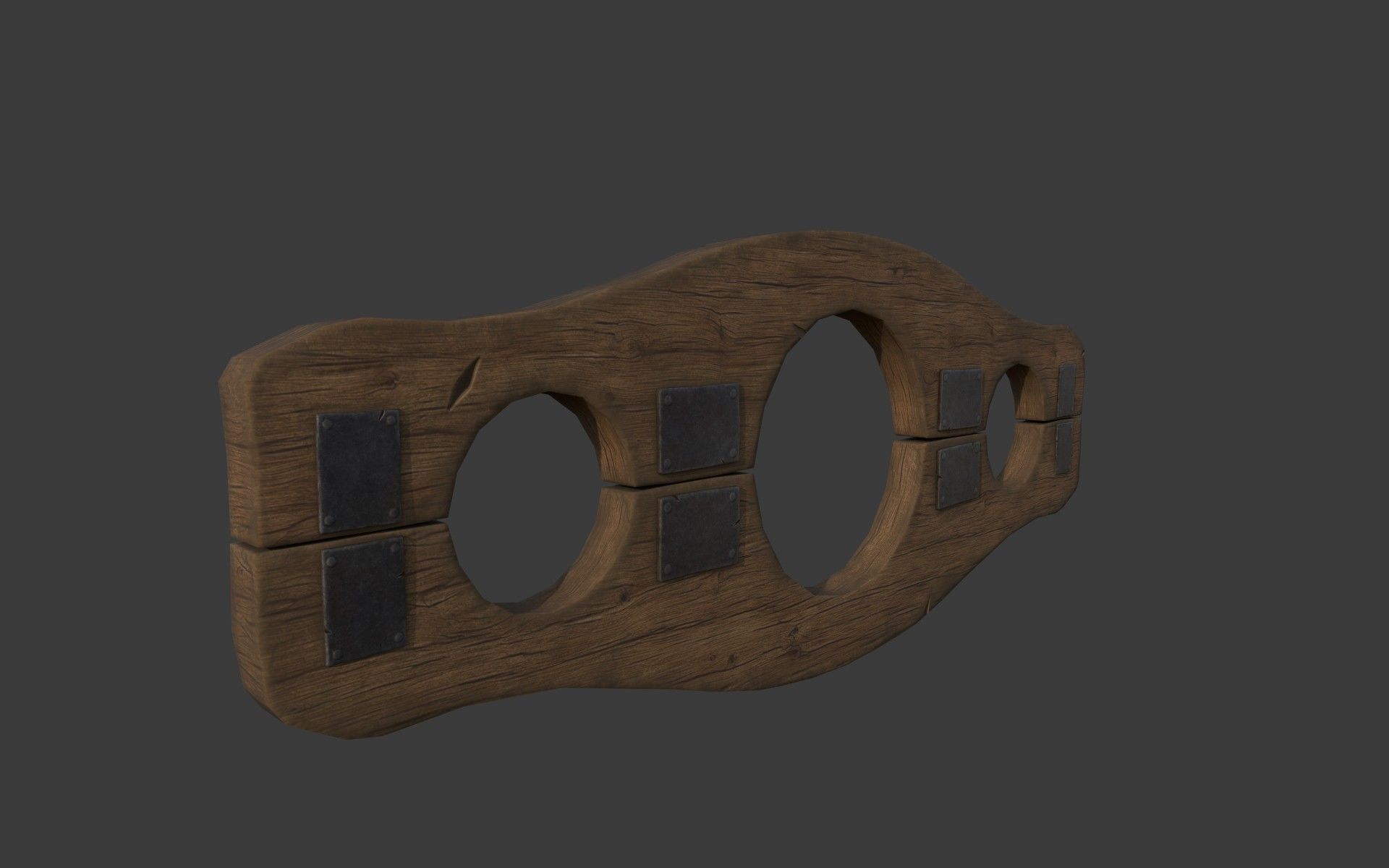 Wooden Stocks Low-poly 3D model_7