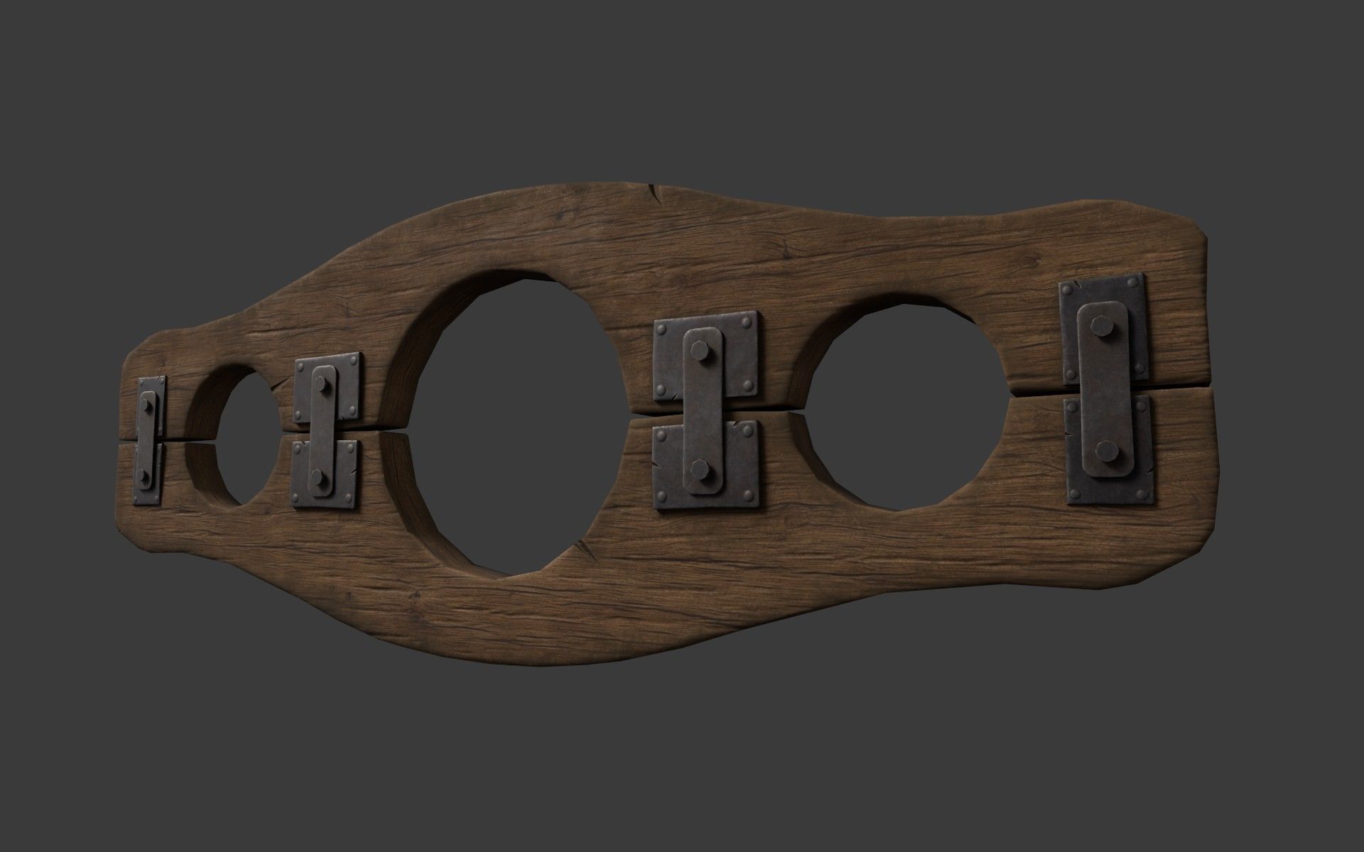 Wooden Stocks Low-poly 3D model_6