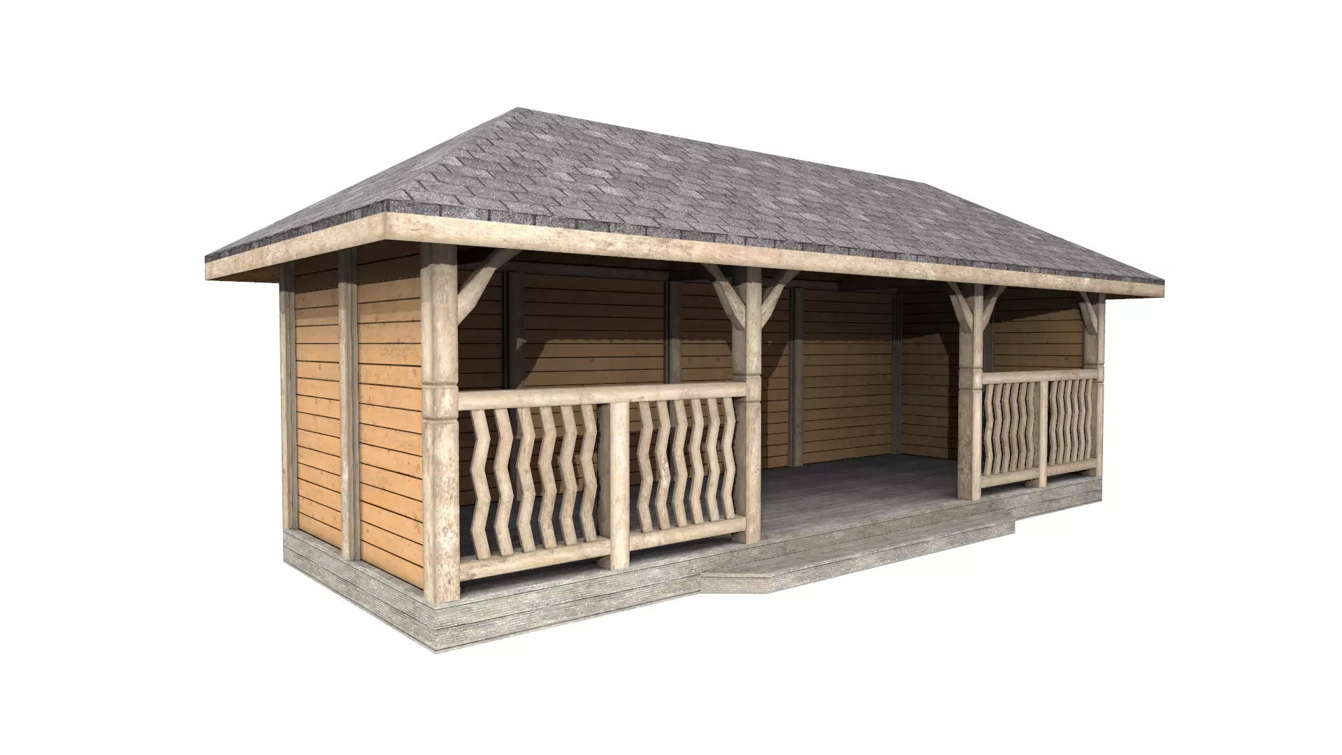 covered terrace Low-poly 3D model