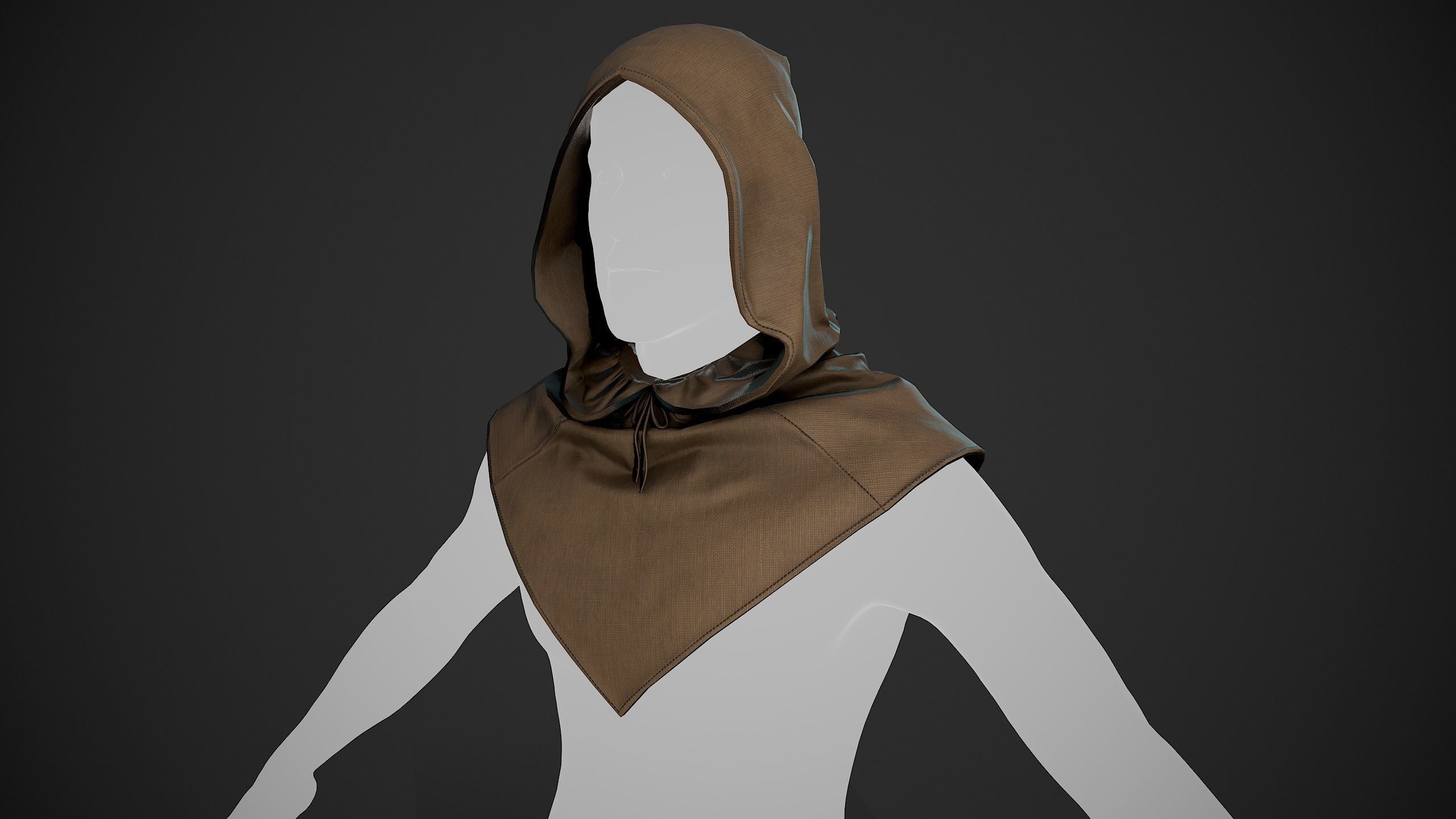Brown Medieval Hood Low-poly 3D model_10
