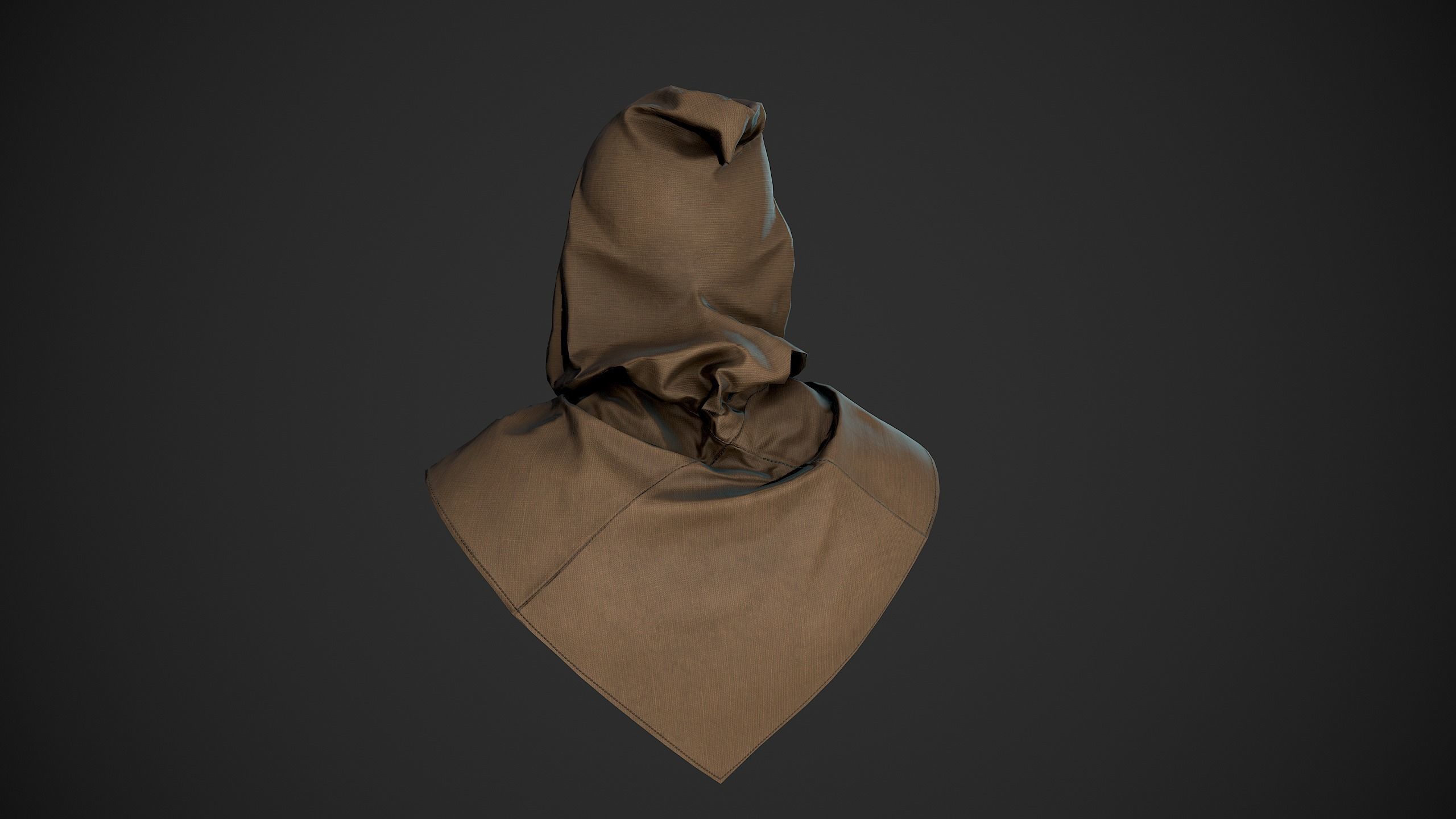 Brown Medieval Hood Low-poly 3D model_4
