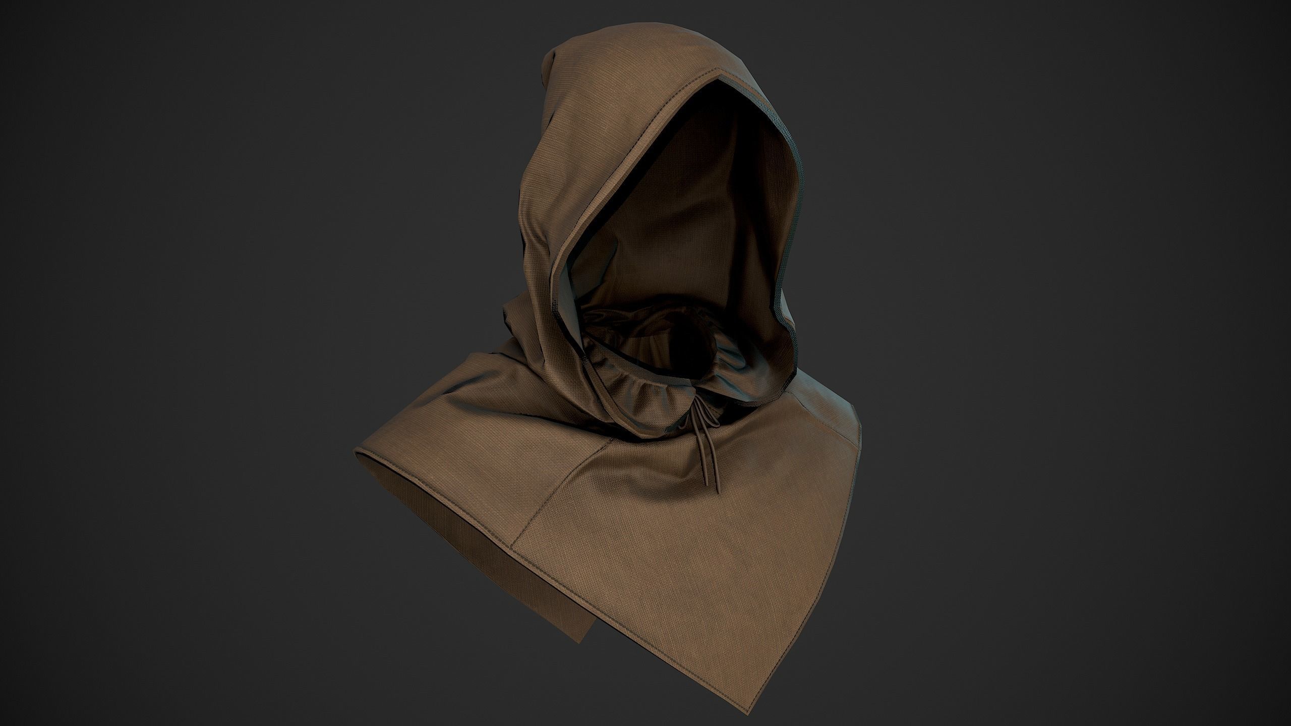 Brown Medieval Hood Low-poly 3D model_2
