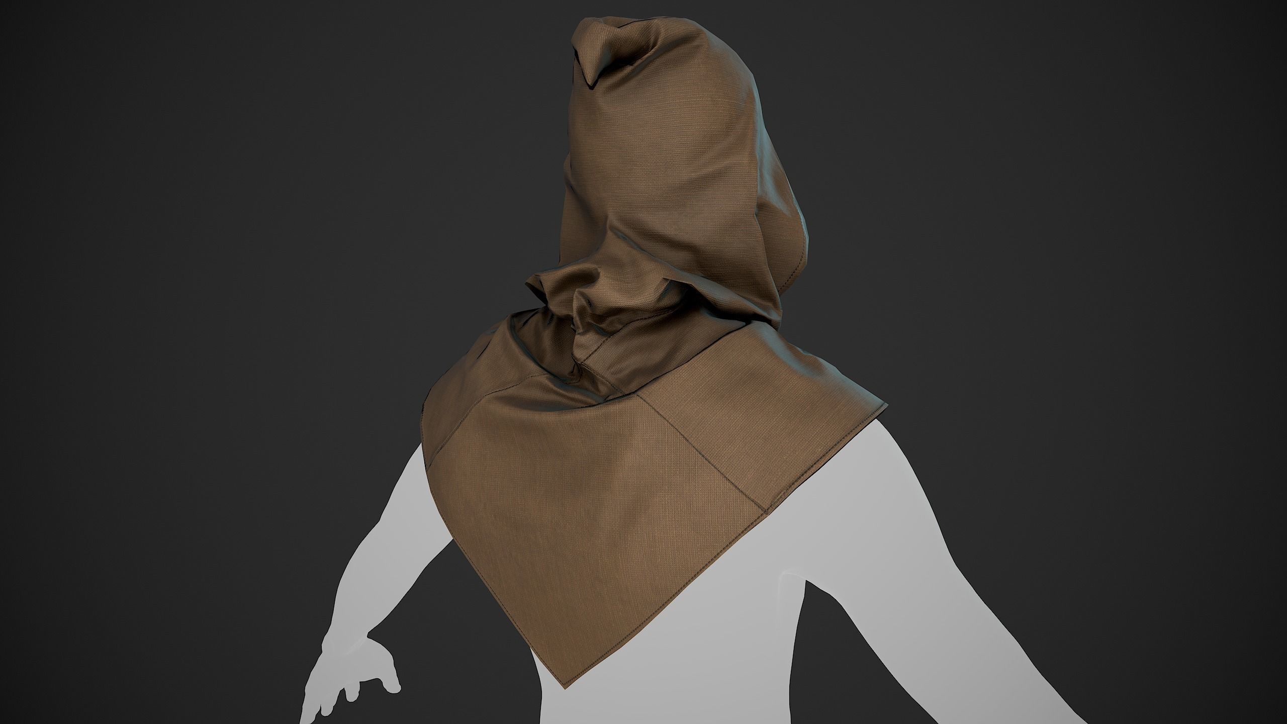 Brown Medieval Hood Low-poly 3D model_7