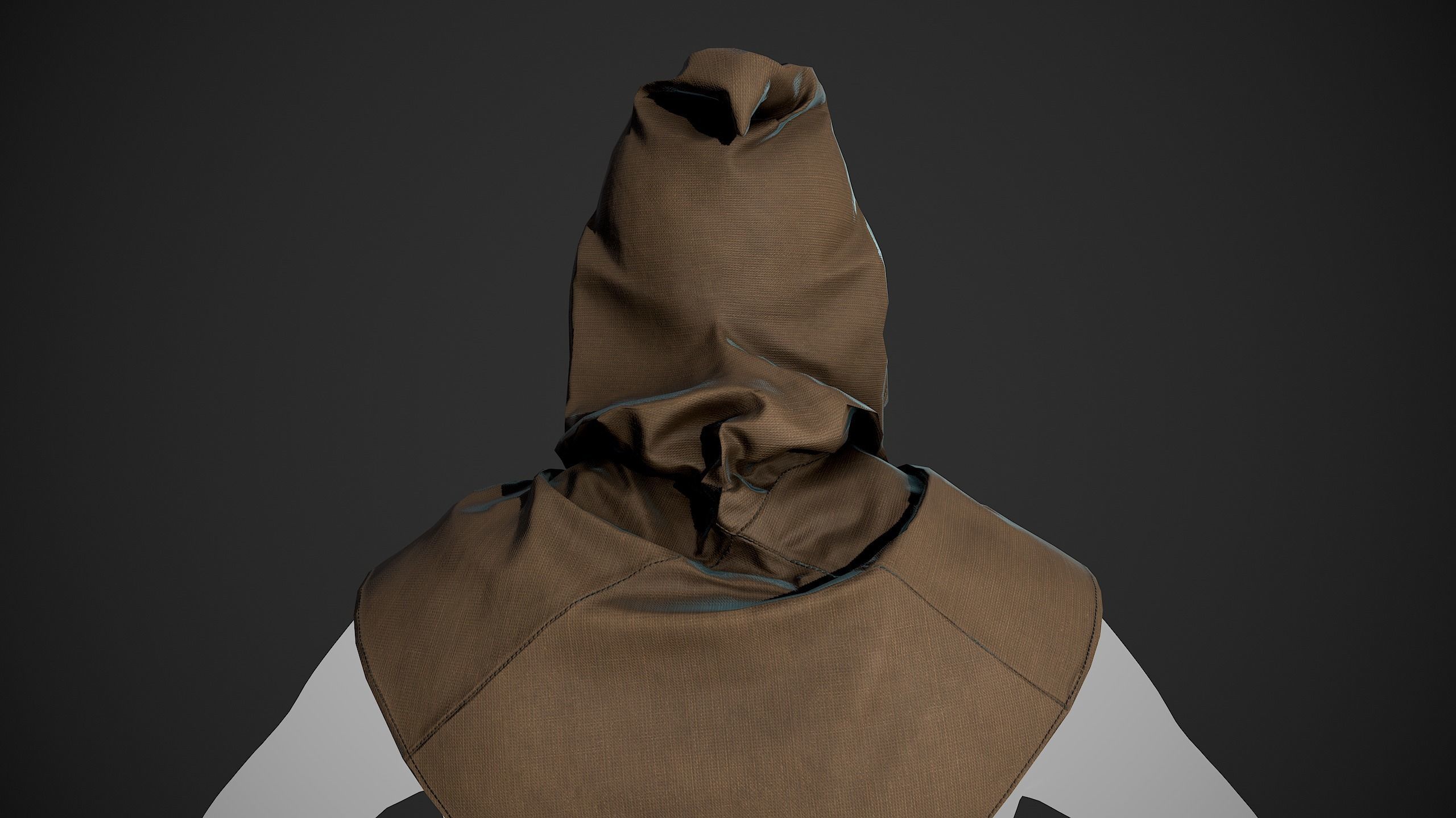 Brown Medieval Hood Low-poly 3D model_14