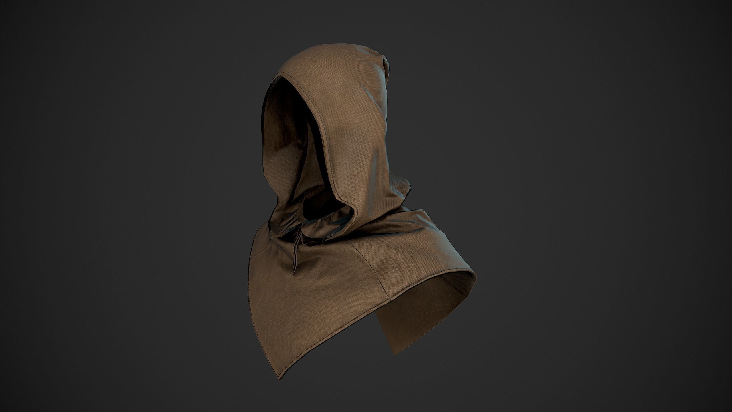 Brown Medieval Hood Low-poly 3D model_3