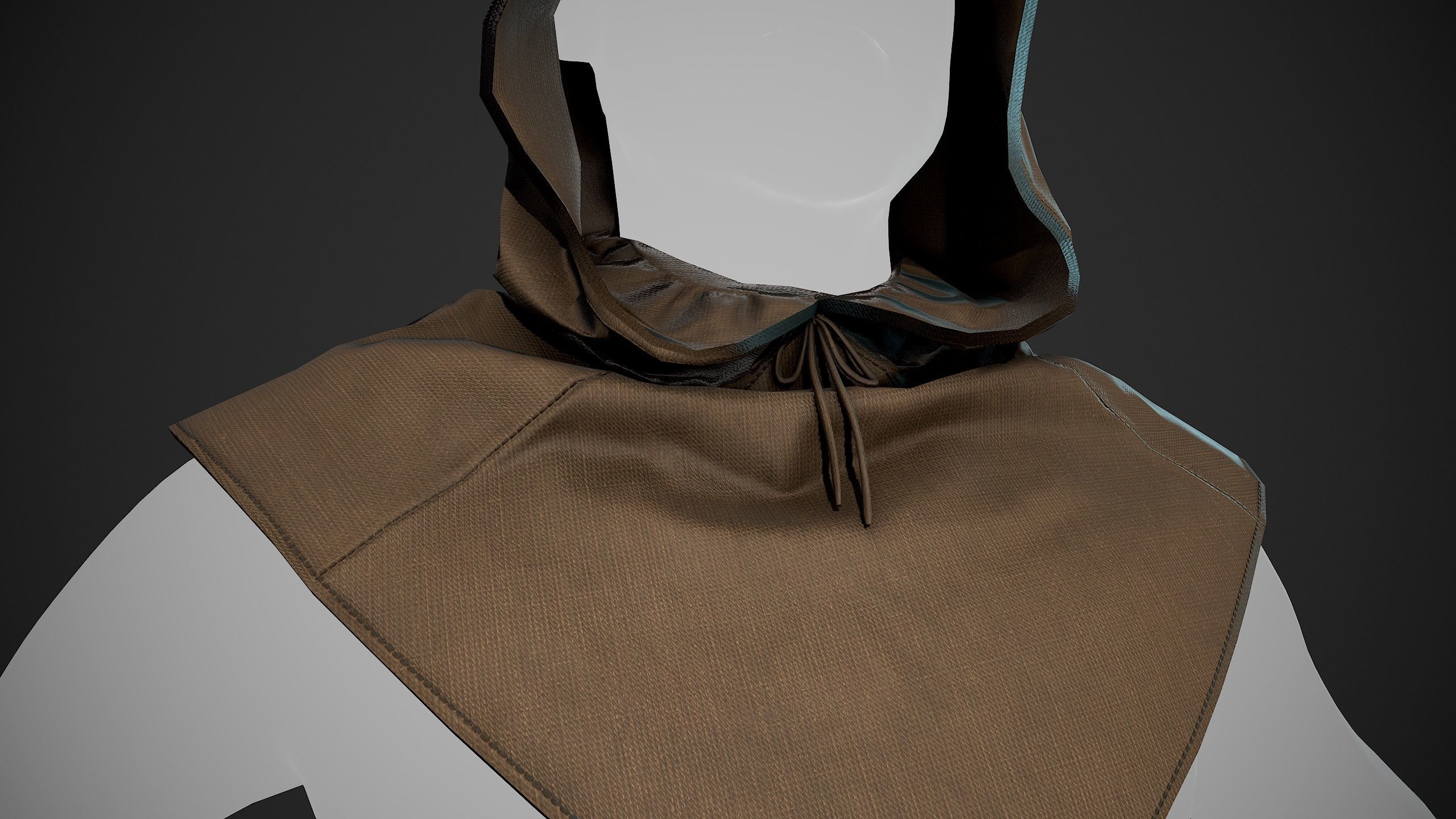 Brown Medieval Hood Low-poly 3D model_12