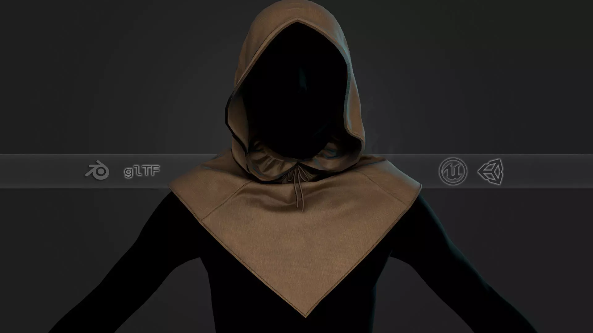 Brown Medieval Hood Low-poly 3D model_0